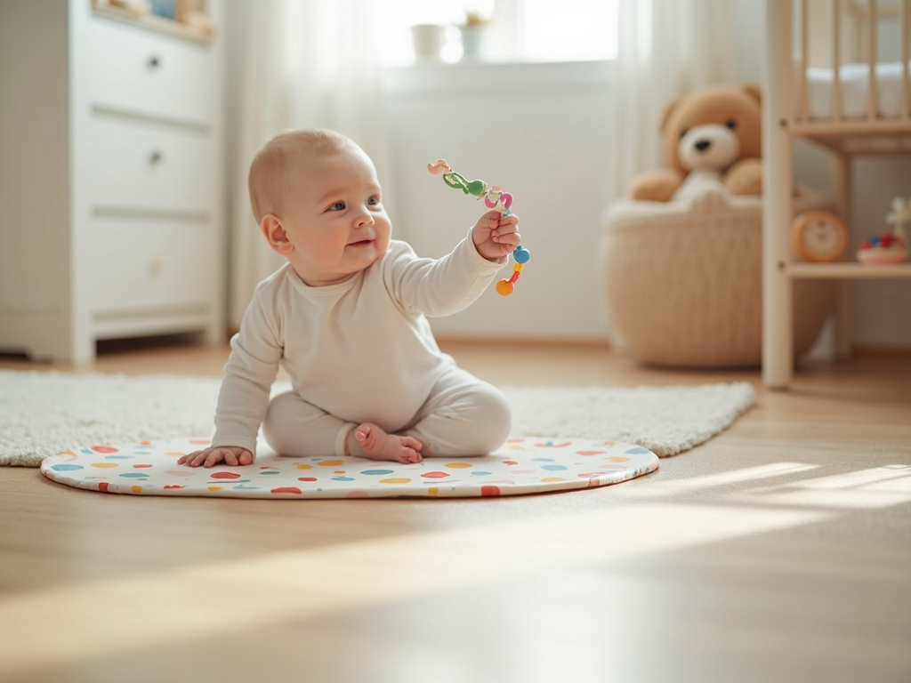 Tapete de atividades para bebê genérico em ambiente infantil sem marcas