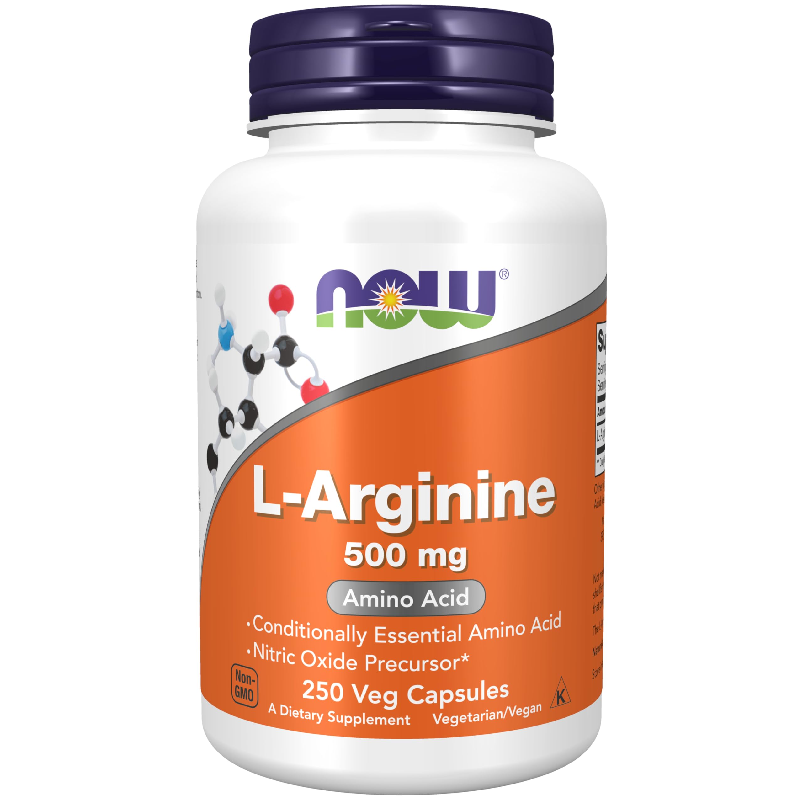 NOW Foods L-Arginina 500mg 250 cápsulas vegetais