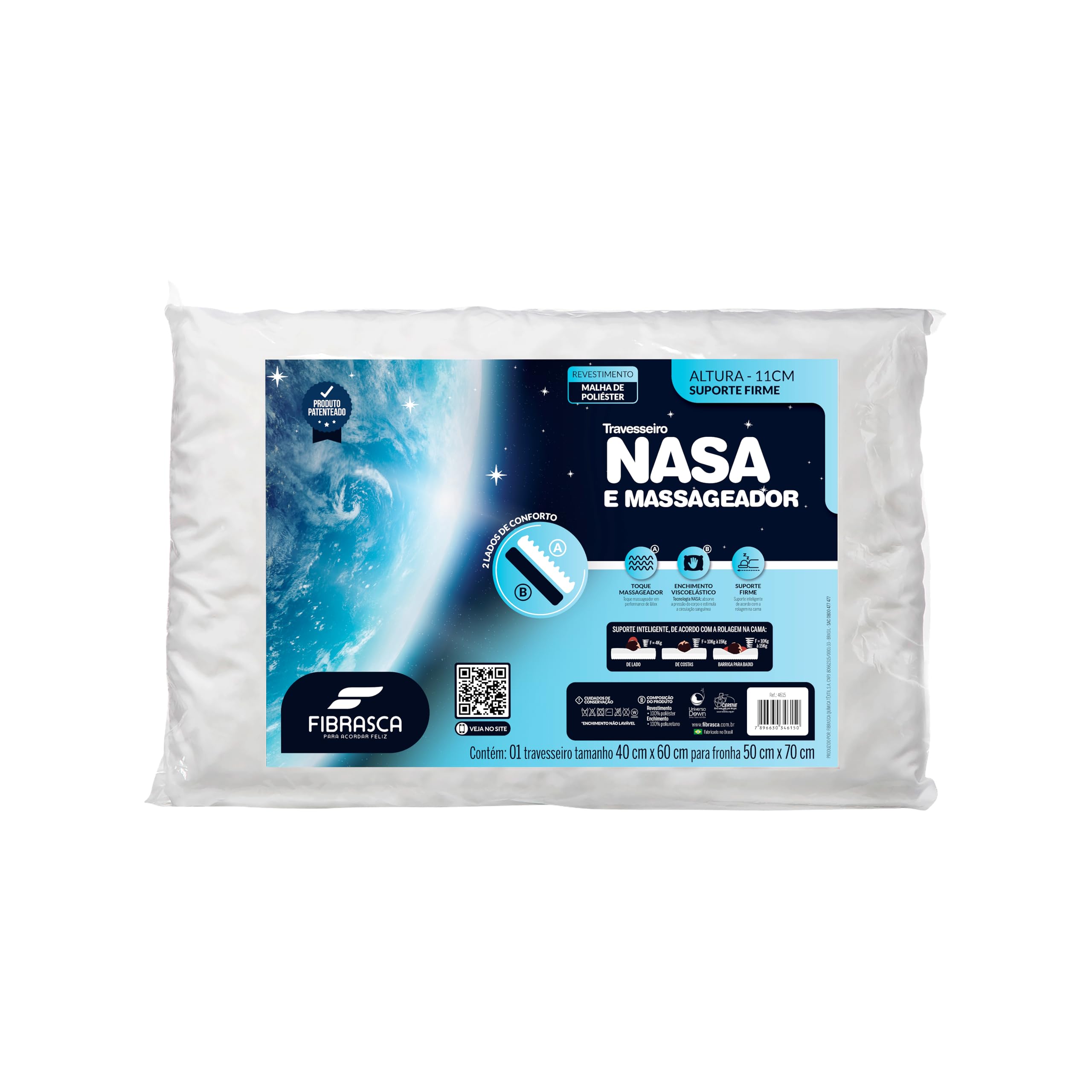 Travesseiro Nasa e Massageador Ortopédico - P/fronhas 50x70cm - Fibrasca
