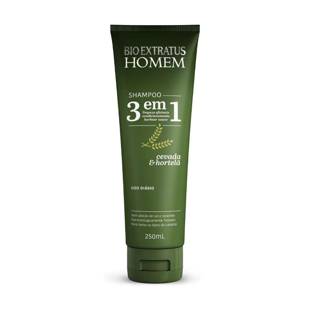 Shampoo 3 em 1 Limpeza, Condicionamento e Barbear Bio Extratus Homem 250ml