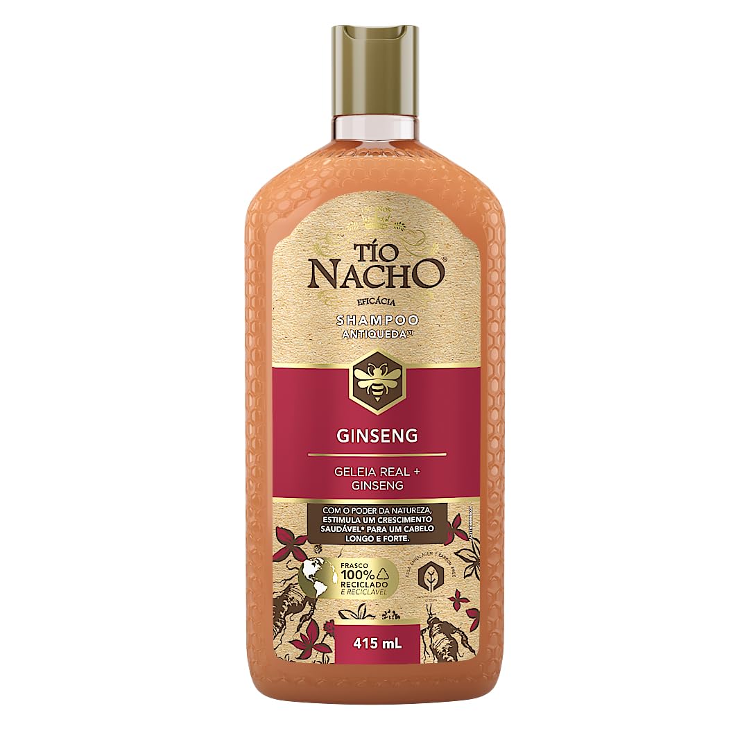 Tio Nacho Shampoo Crescimento Natural Dos Cabelos Com Biotina, Geleia Real E Extrato De Ginseng, Tratamento Antiqueda, Fórmula Fortalecedora Para Cabelos Finos - 415 Ml, 1 Unidade