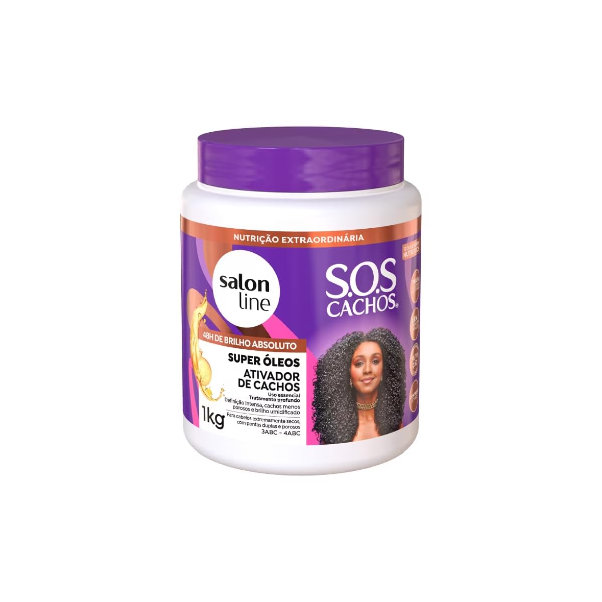 Salon Line, Ativador de Cachos, SOS Cachos, Super Óleos, Definição e Controle de Frizz, 1 Kg