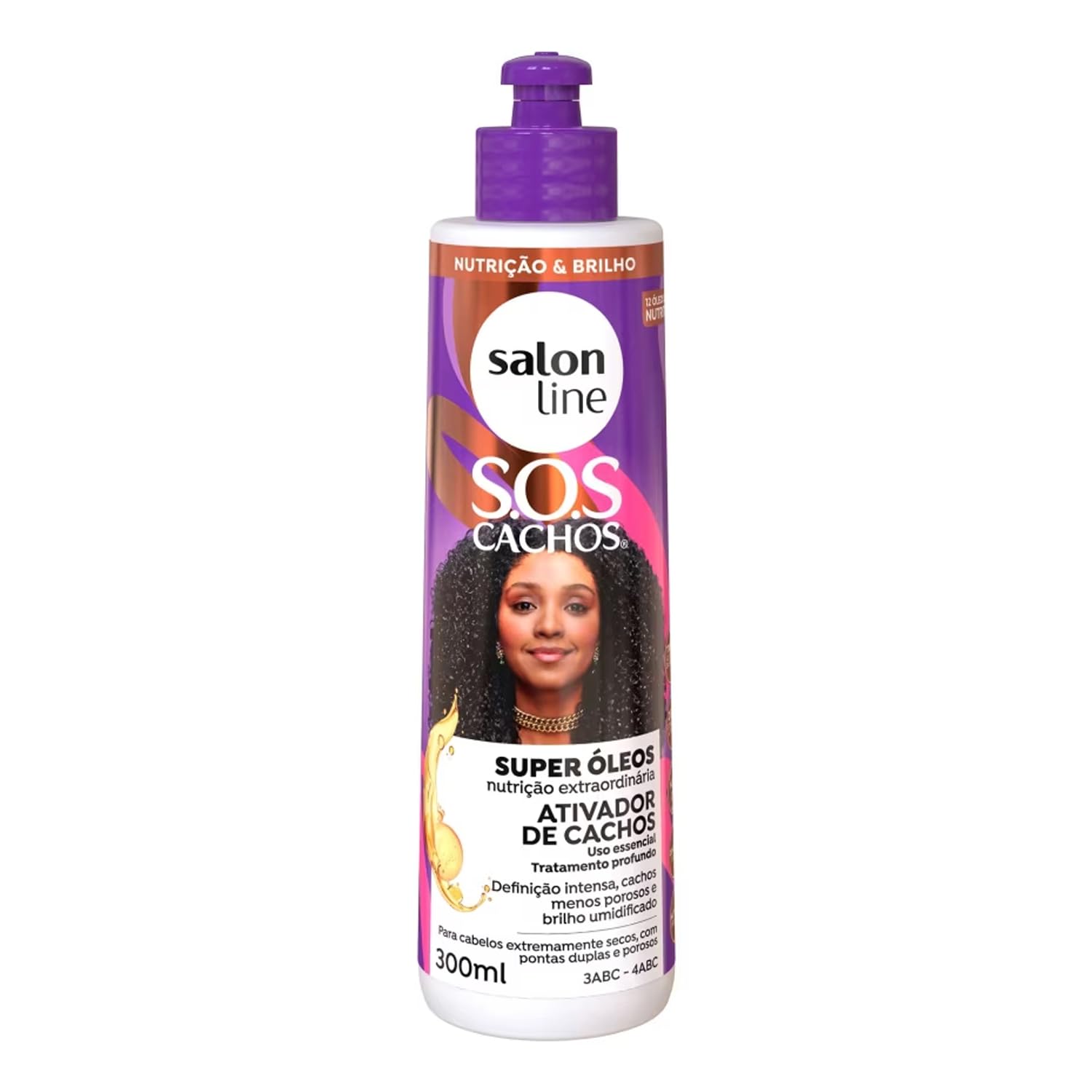 Salon Line, Ativador de Cachos, SOS Cachos, Super Óleos, Definição e Controle de Frizz, 300 ml