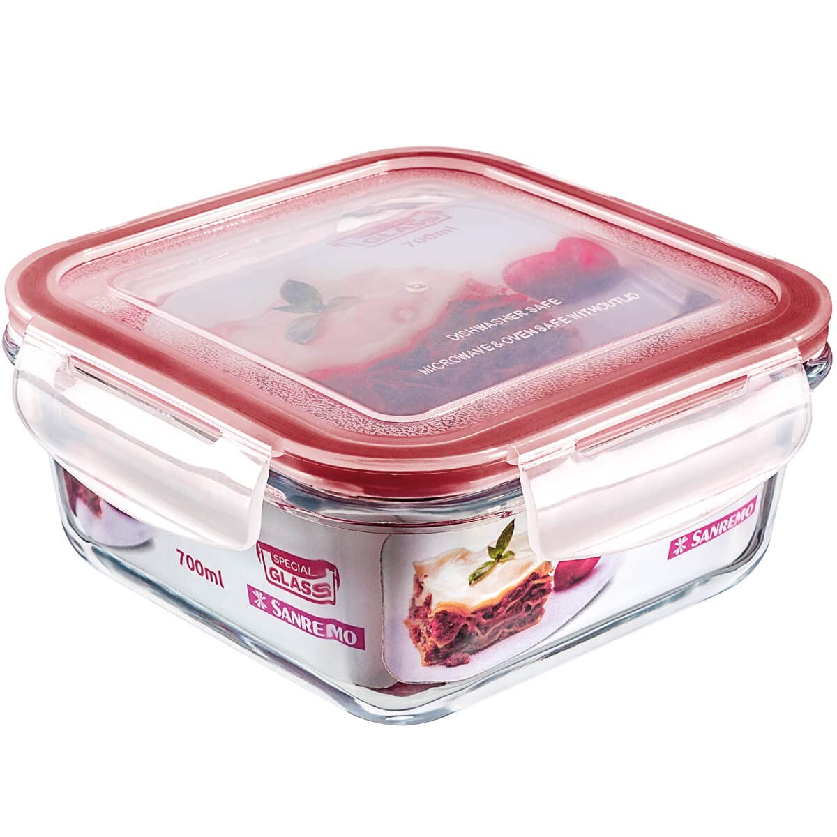 Sanremo Pote Hermético Quadrado de Vidro 550ml SR75
