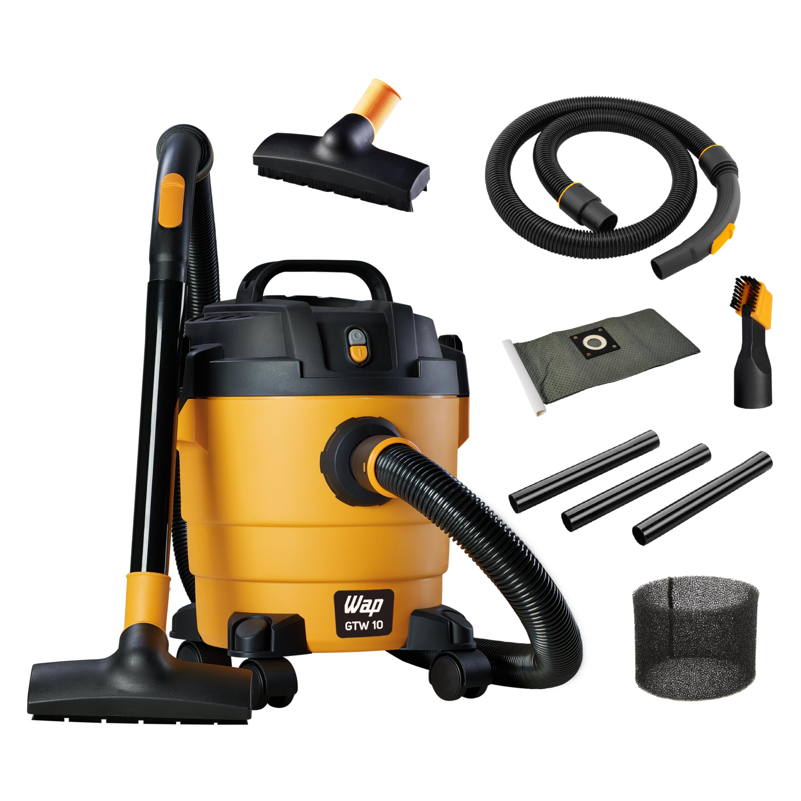 WAP Aspirador de Pó e Água GTW 10, Compacto, 10 Litros, com Mangueira de 1,5 Metros, Filtro Lavável, 140mbar 1400W 127V