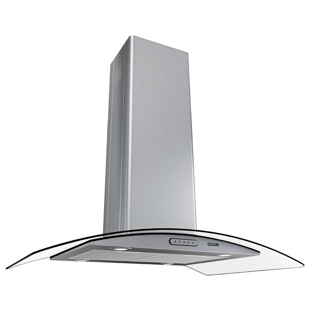 Coifa de Ilha Nardelli 90cm Vidro Curvo Inox