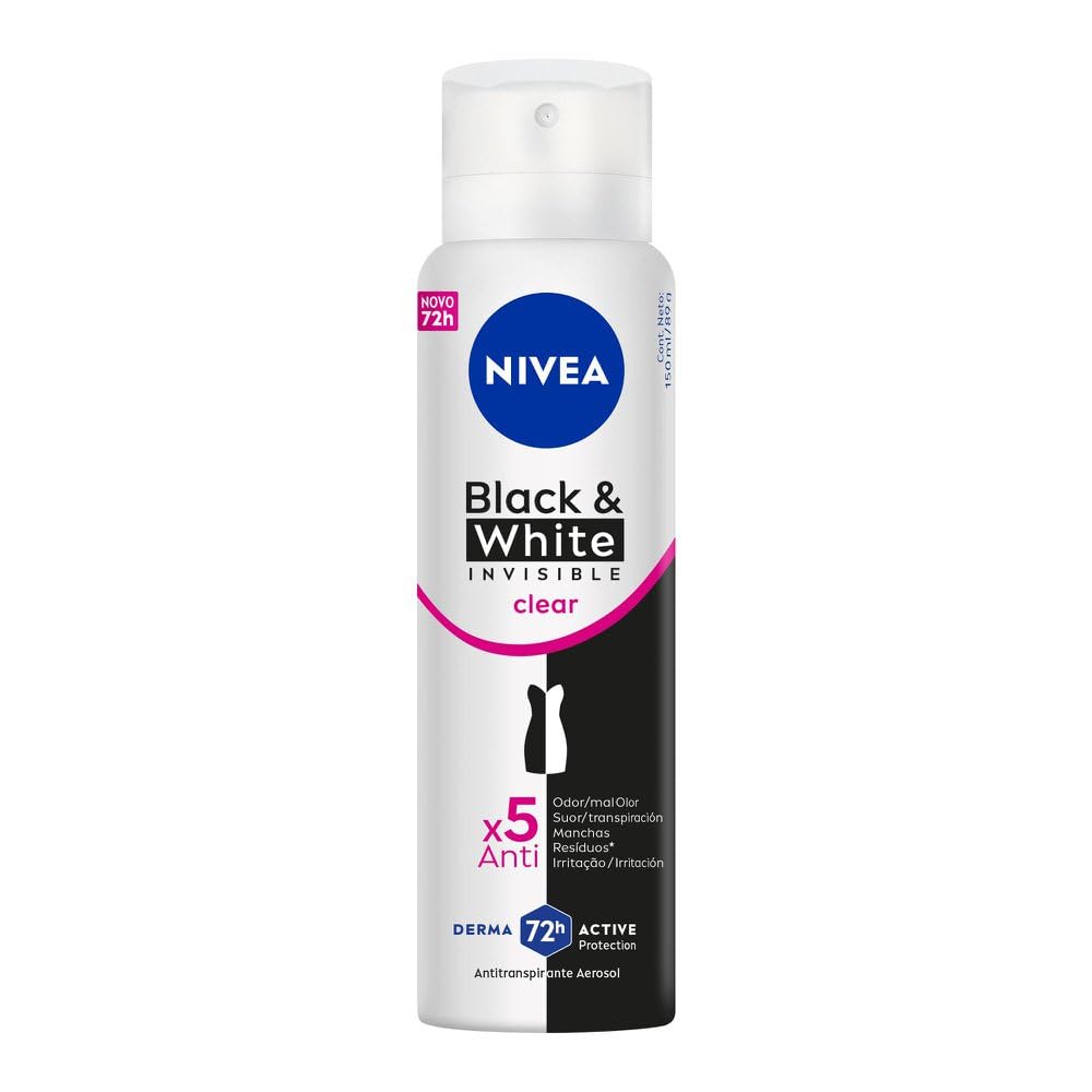 NIVEA Desodorante Antitranspirante Aerossol Invisible Black & White Clear 150ml