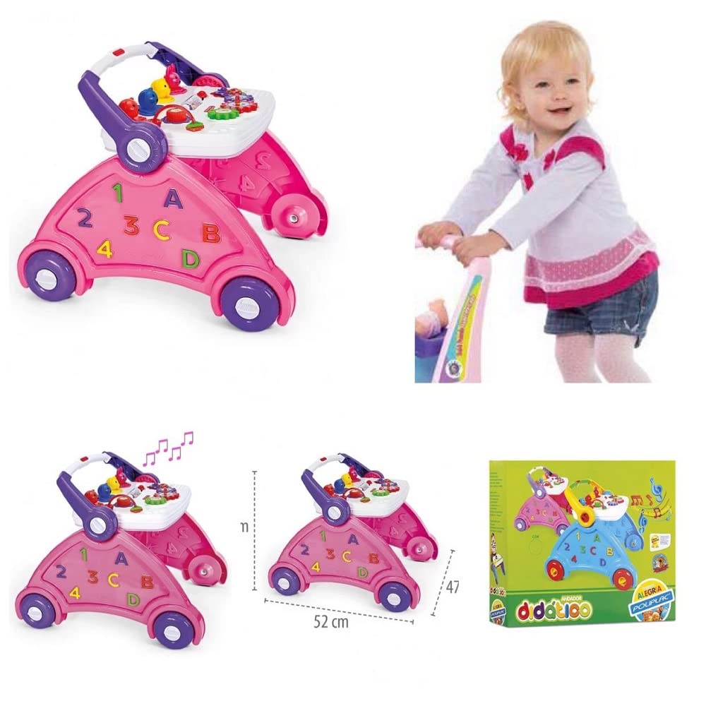 Andador Infantil Didático Musical Rosa - Poliplac