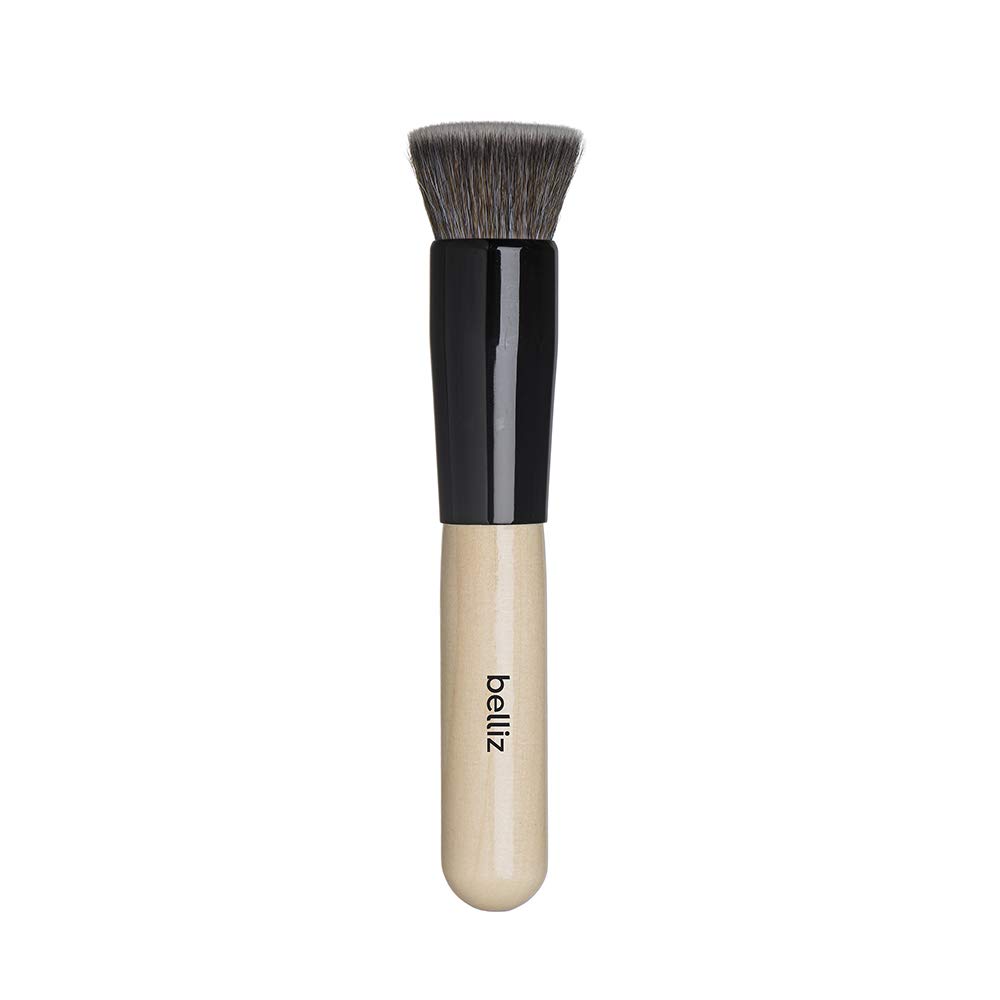 Pincel Marfim Kabuki Reto, Belliz, Preto/ Bege/ Cinza