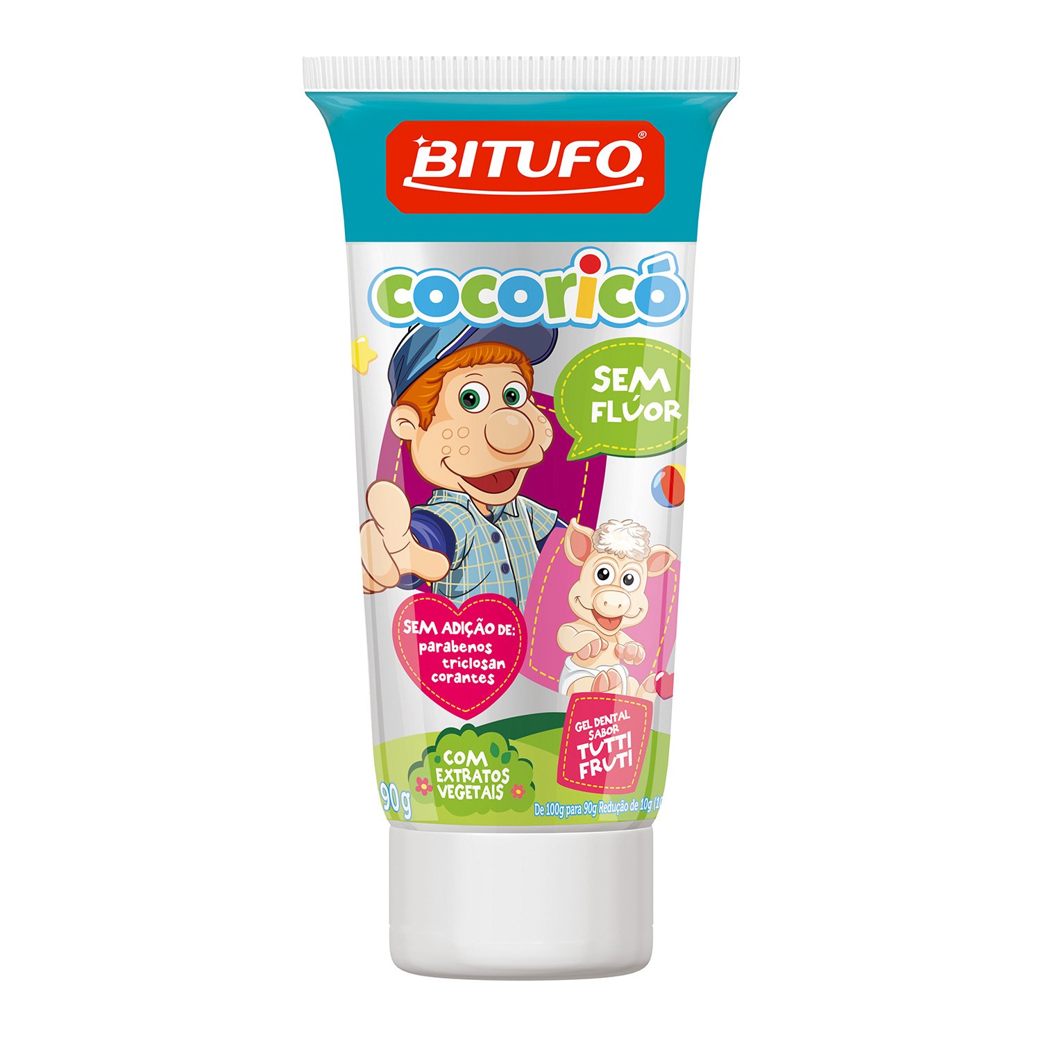 Bitufo Gel Dental Cocoricó Sem Flúor Tutti Frutti 90g