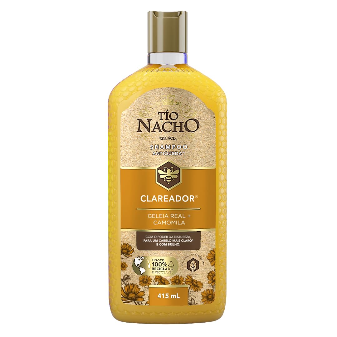 Tío Nacho Shampoo Clareador Antiqueda para Cabelos Finos com Geleia Real e Camomila – Mais Brilho e Clareamento Natural 415ml