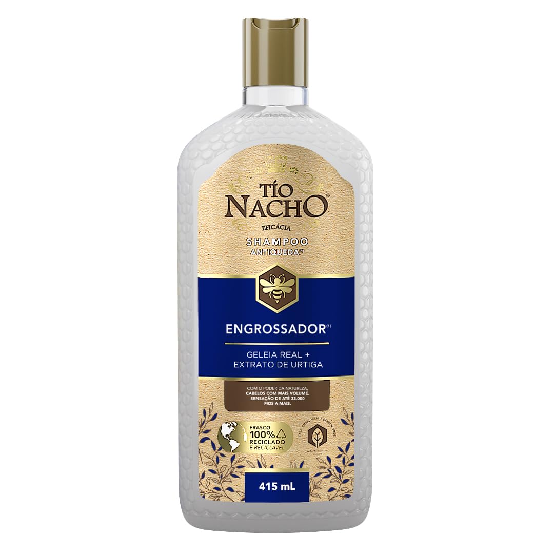 Tío Nacho Shampoo Engrossador Antiqueda para Cabelos Finos com Geleia Real e Capilgross – Mais Volume, Espessura e Fortalecimento Capilar 415ml
