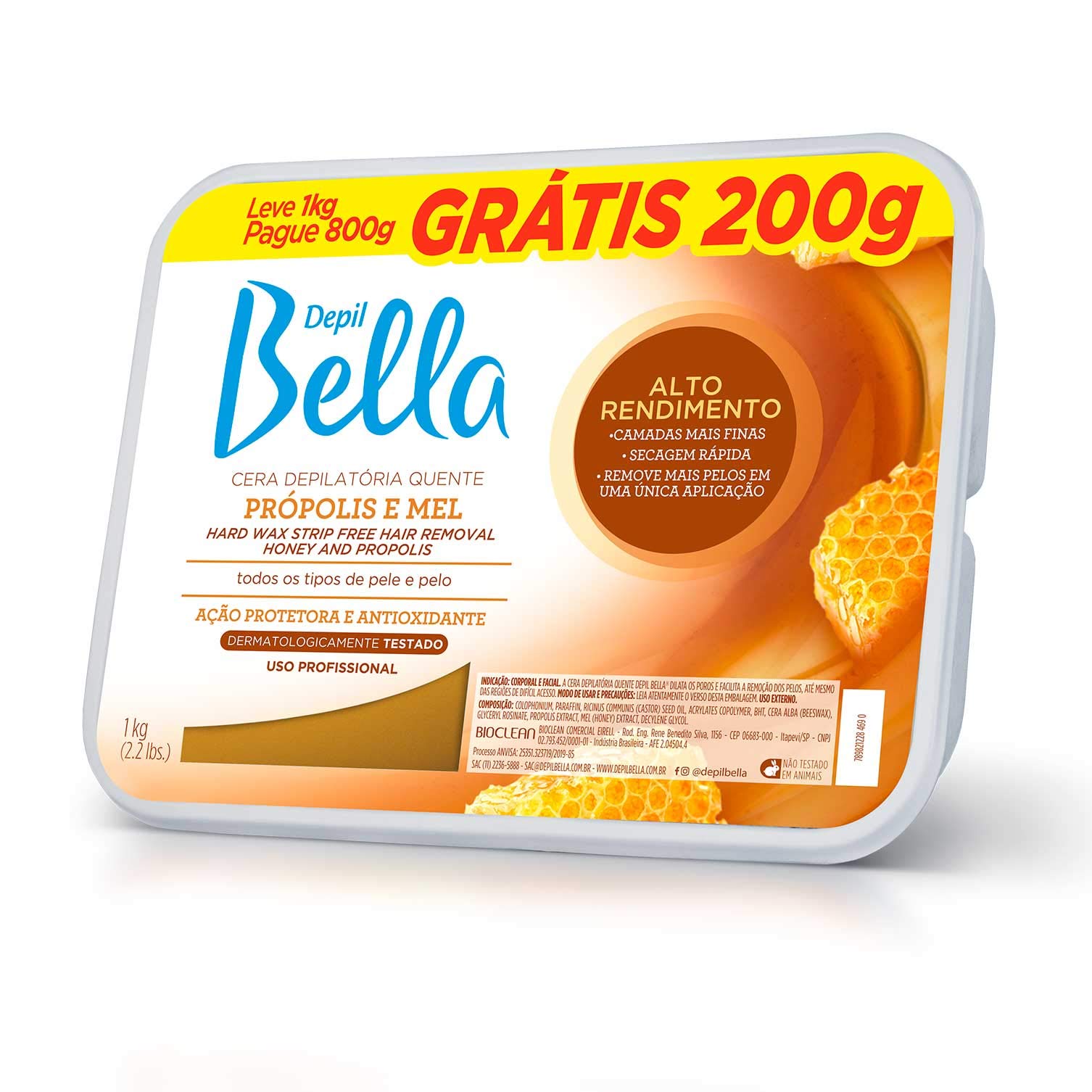 Depil Bella Cera Depilatória Própolis e Mel Alto Rendimento 250g