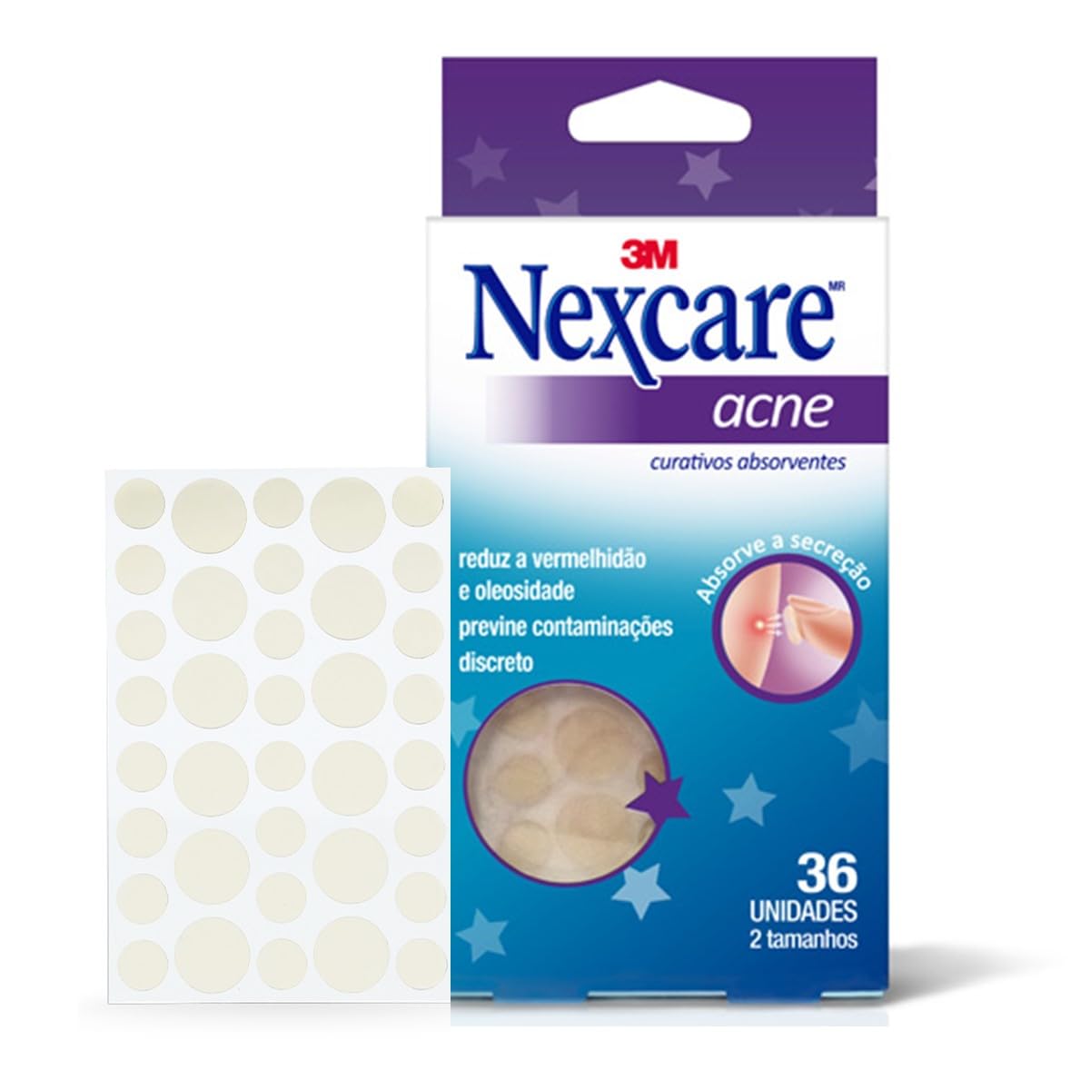 Nexcare, 3M, Adesivo para Acne e Espinha, Transparente, 36 Unidades