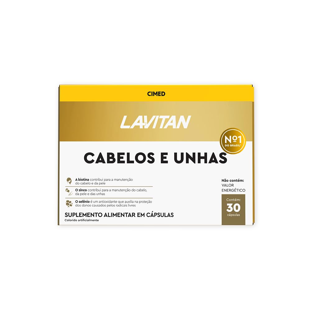 Vitaminas Cabelos e Unhas, Dourados, Lavitan, 30 cápsulas