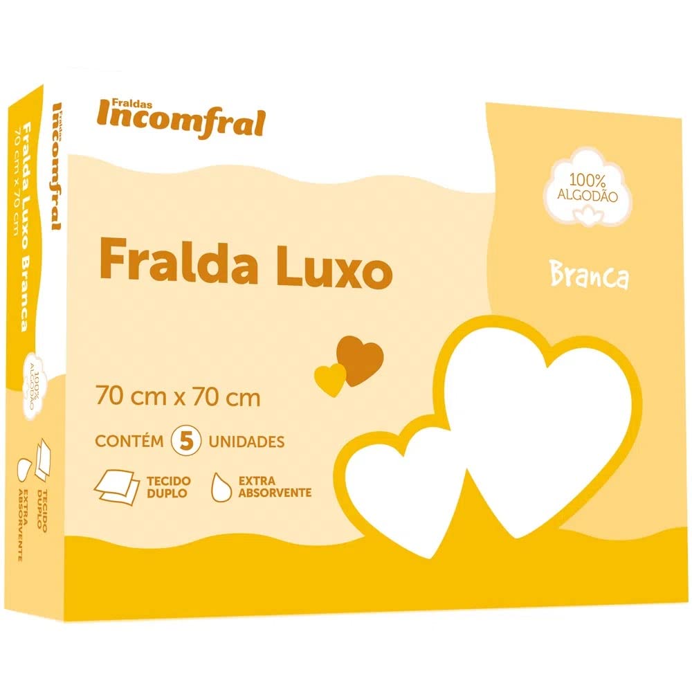 Incomfral Fralda de Pano Luxo Branca 100% Algodão