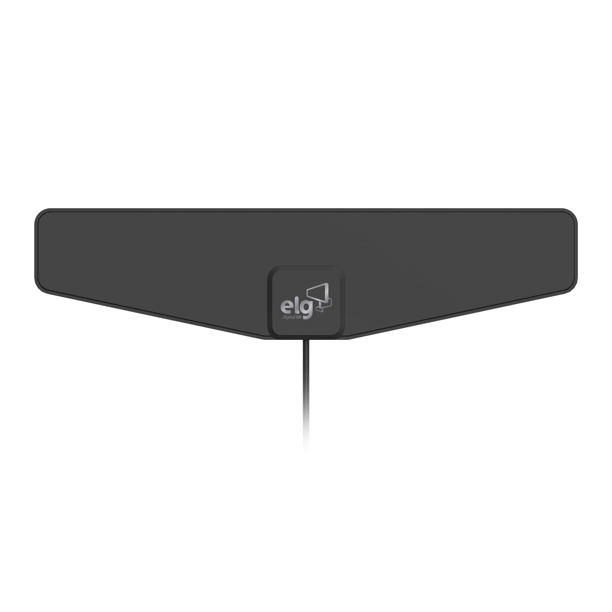 ELG HDTVSLIM50 Antena Digital Interna para TV Falcon, Compatível com Sinal Analógico e Digital, Cabo de 10m, Ganho de 7dB, Alcance 60km, Cinza