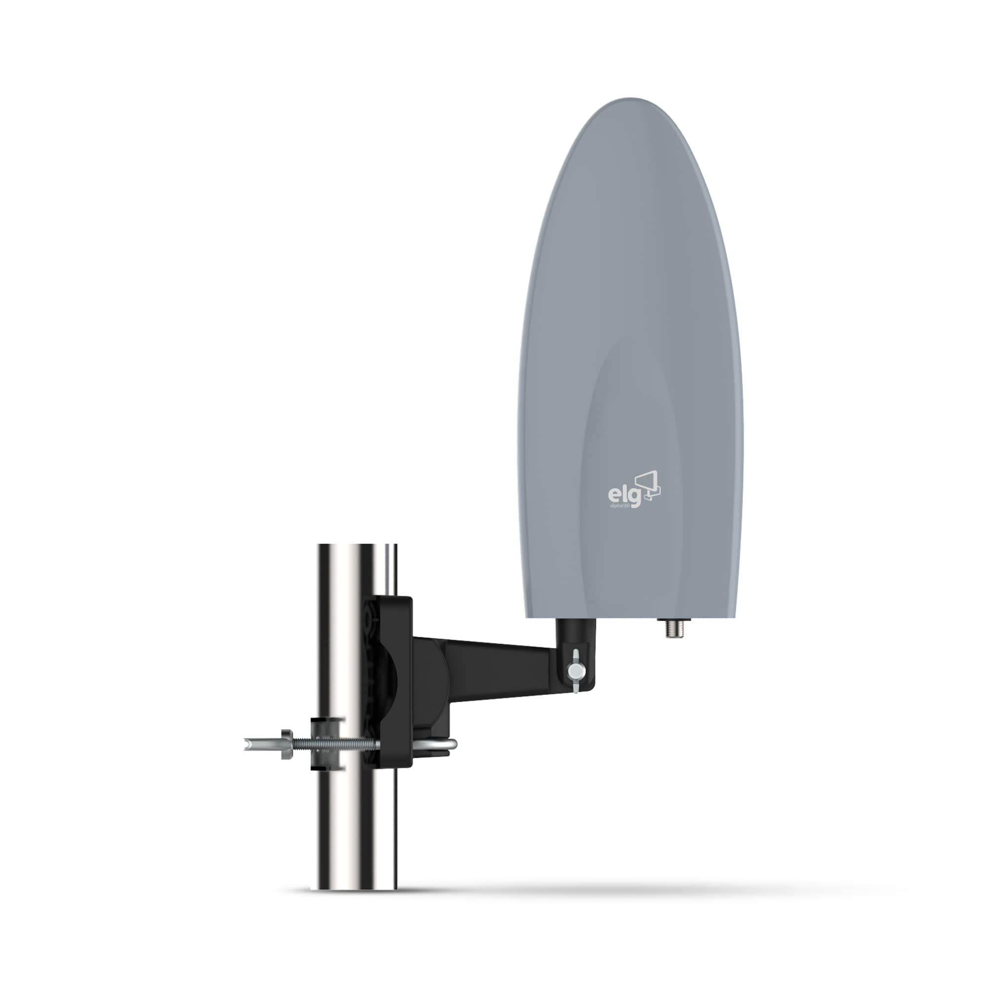 Antena Digital Externa para TV Falcon, Cabo de 10m, Ganho de 7dB, Alcance 60km, Compatível com Sinal Analógico e Digital, Cinza, HDTVEX500PLUS, ELG