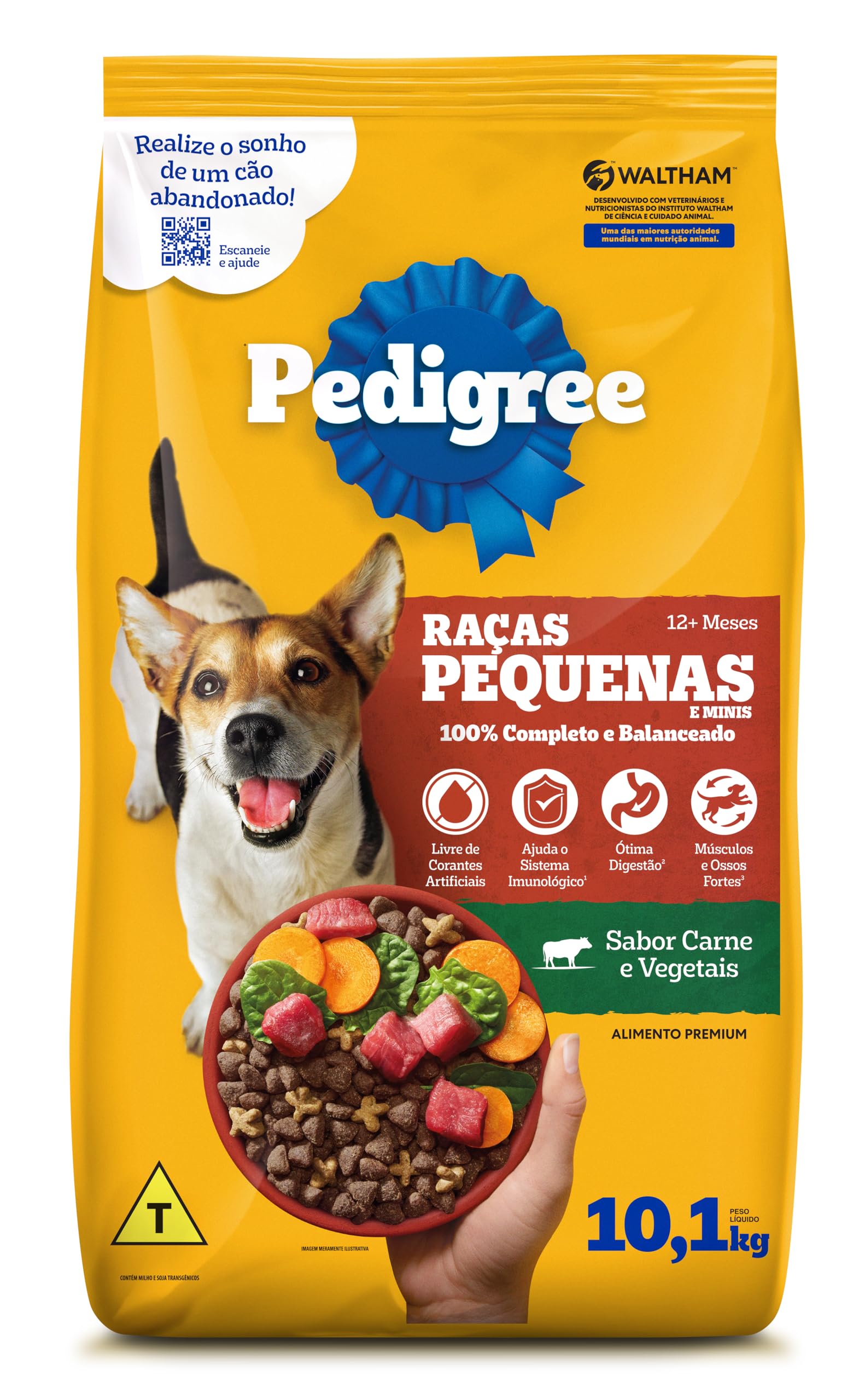 Ração Pedigree Carne e Vegetais Cães Adultos Raças Pequenas e Minis 10.1 kg