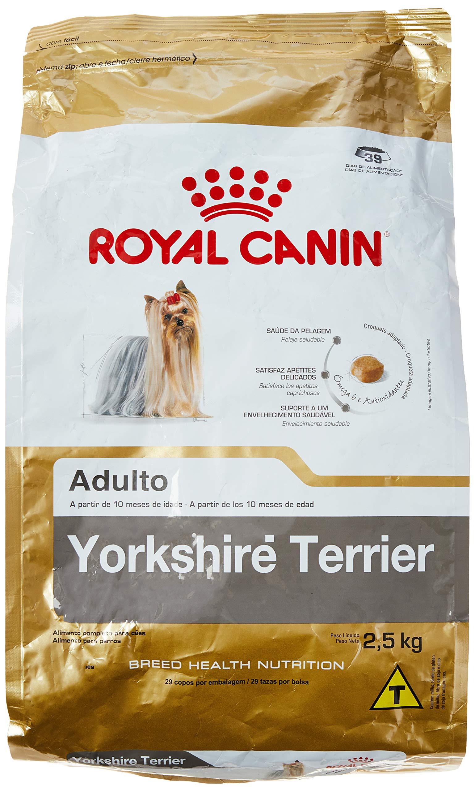 ROYAL CANIN Ração Yorkshire Terrier Cães Adultos 2,5Kg para Todas Todos os tamanhos de raça Adulto - Sabor Outro