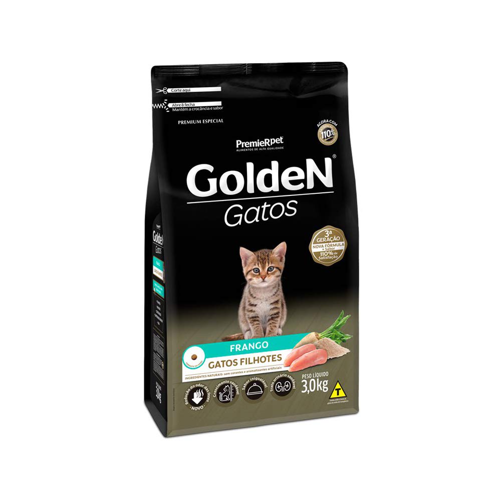 Ração Golden Gatos Filhotes Sabor Frango - 3kg