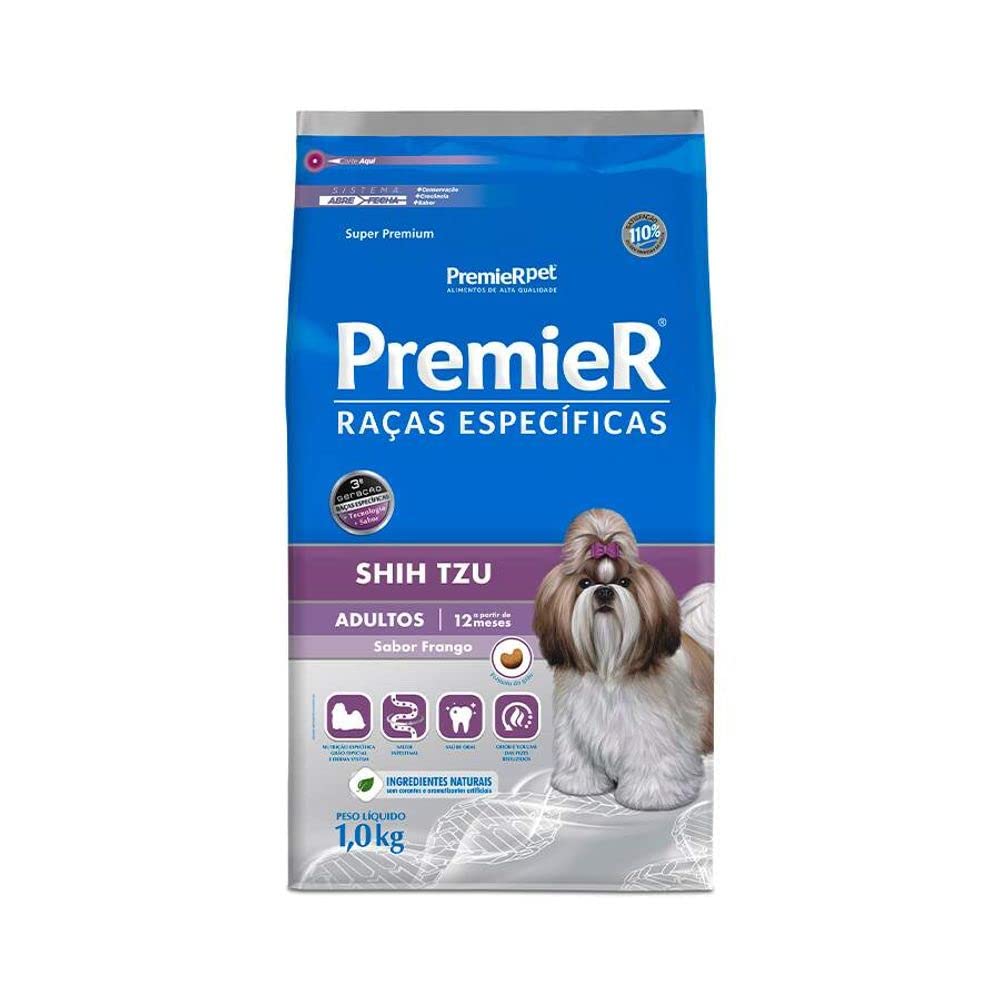 Ração Premier Shih Tzu Raças Específicas para Cães Adultos 1kg Premier Pet Para Todas Pequeno Adulto, Sabor Frango