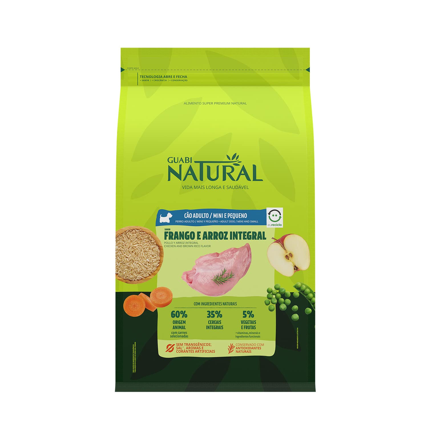 Guabi Natural Ração Cães Adultos Raças Mini E Pequenas Frango E Arroz Integral 2 5Kg