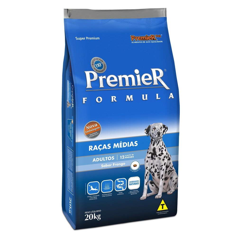 Ração Premier Fórmula para Cães Adultos de Raças Médias Sabor Frango, 15kg