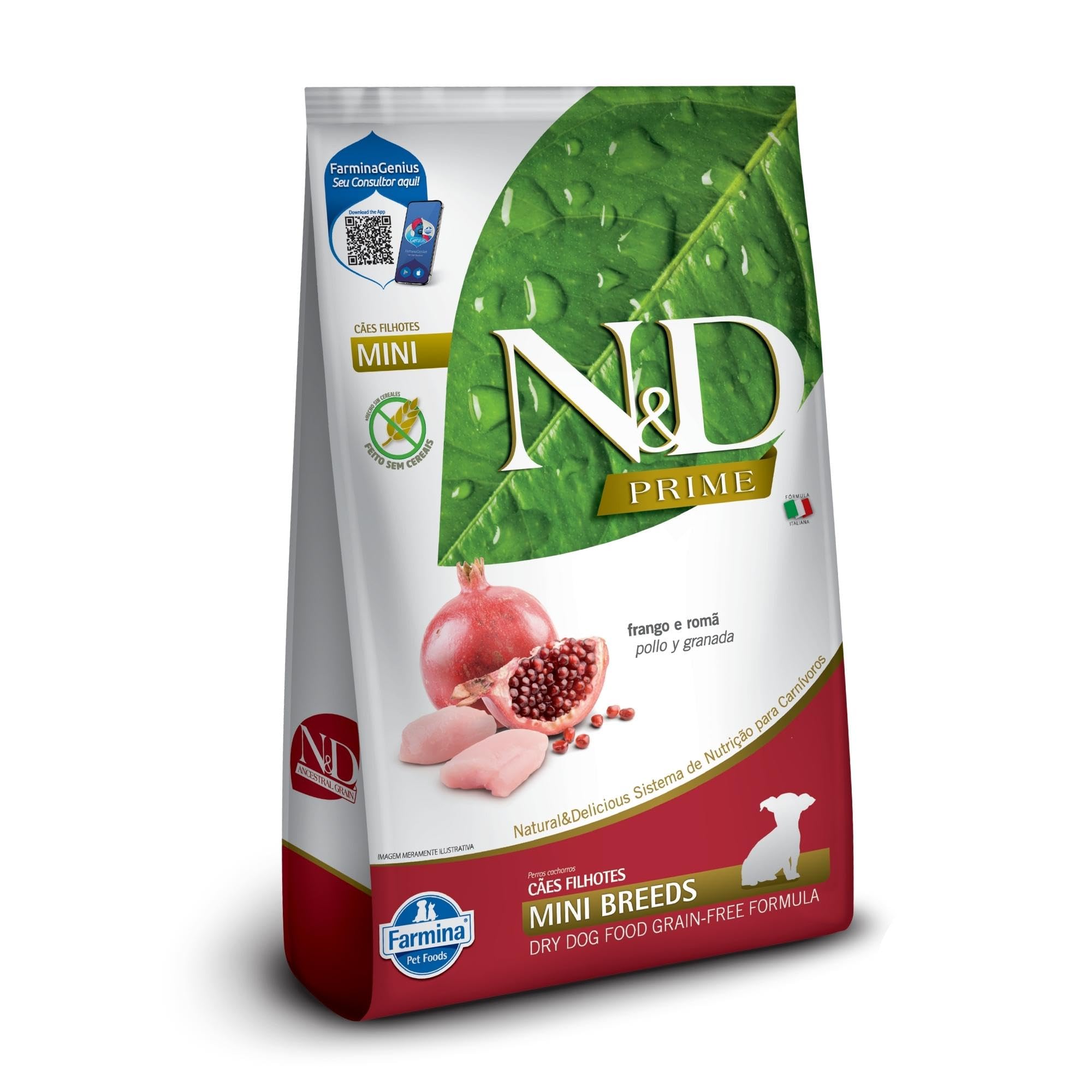 N&D PRIME Ração Farmina N&D Prime Frango E Romã Cães Filhotes Raças Pequenas - 10 1Kg