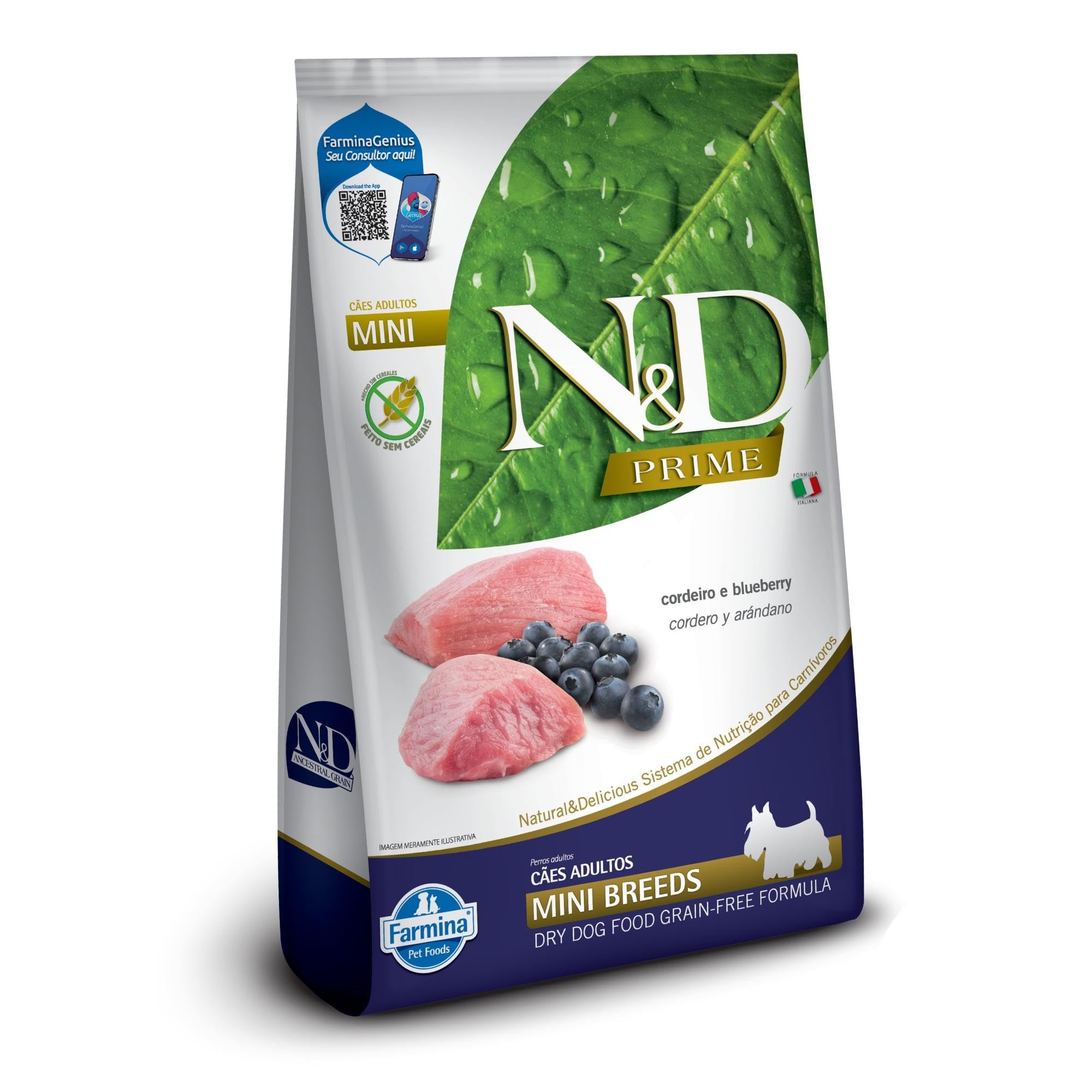 N&D PRIME Ração Farmina N&D Prime Cordeiro E Blueberry Cães Adultos Raças Pequenas - 2 5Kg