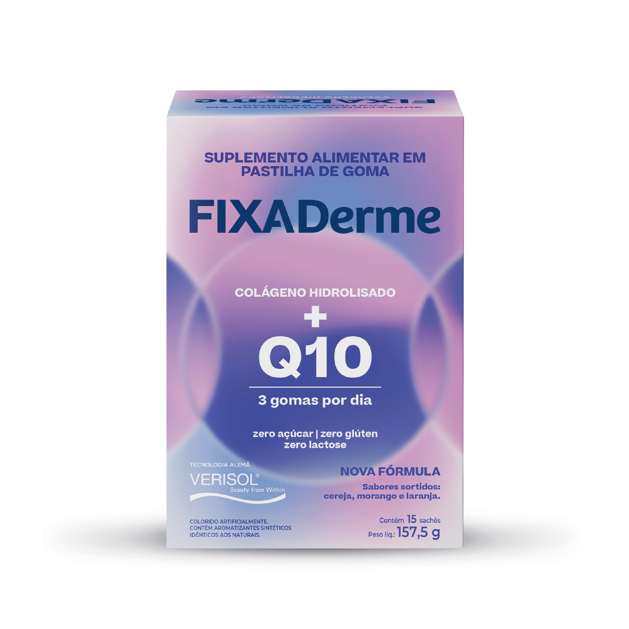 Colágeno Hidrolisado Fixa Derme Q10 em Gomas Mastigáveis