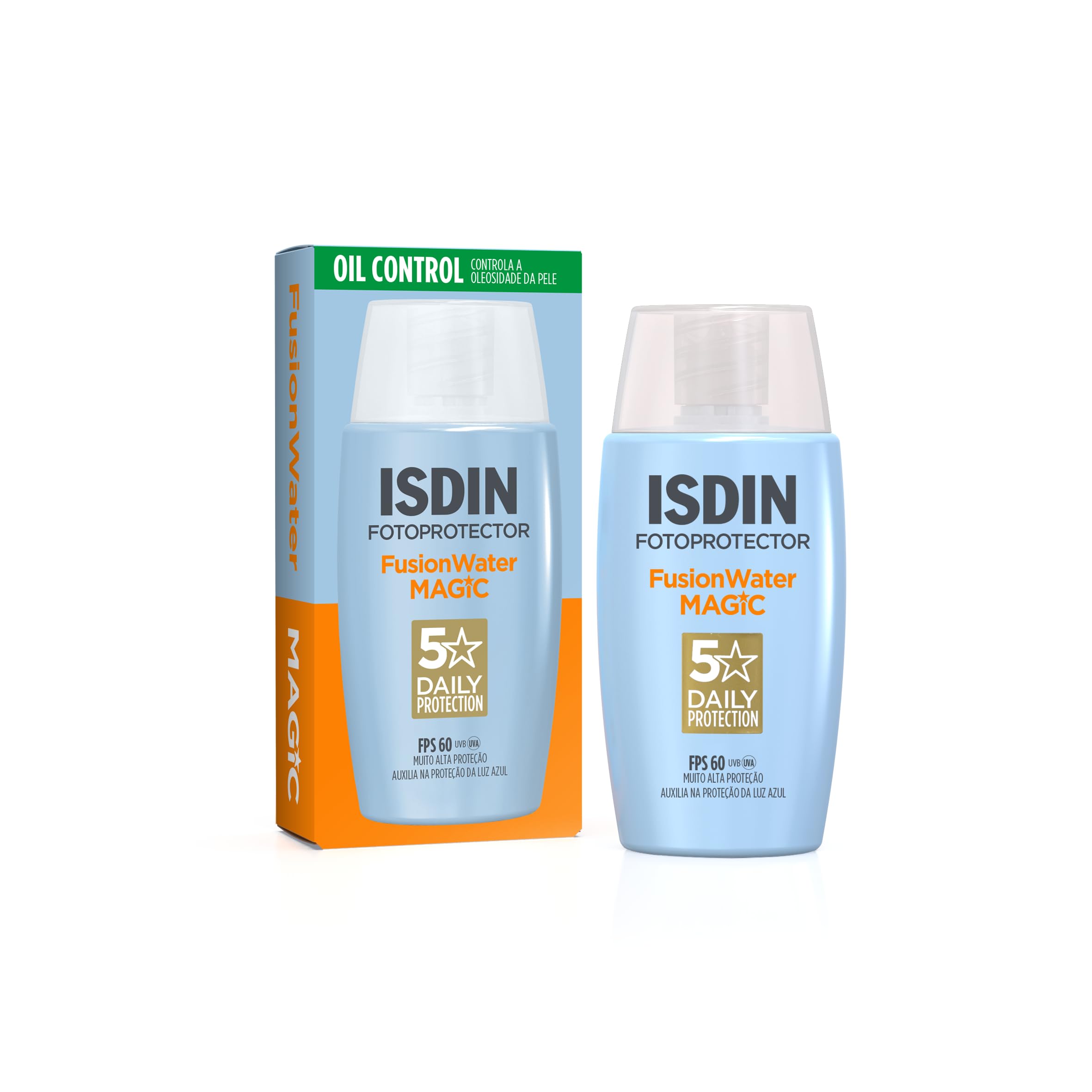 ISDIN Protetor Solar Facial Fusion Water 5 Stars Sem Cor FPS 60 50ml