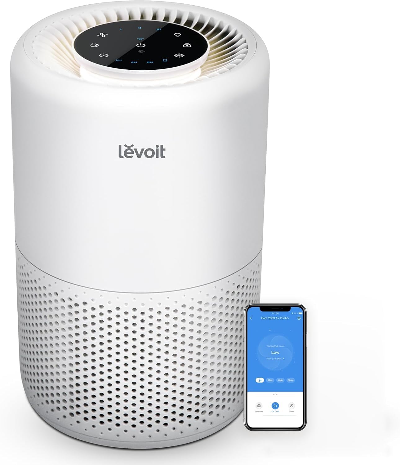 LEVOIT Purificador de ar para casa, quarto, dormitório, controle inteligente e de voz, AHAM VERIFIDE, filtro 3 em 1 com modo de sono HEPA, para pólen, poluentes, fumaça, pelos, poeira, Core 200S-P