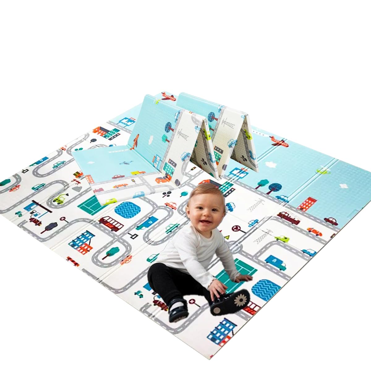 Tapete Térmico Emborrachado Dupla Face Infantil para Atividades Cidade 1,50 x 2,00M