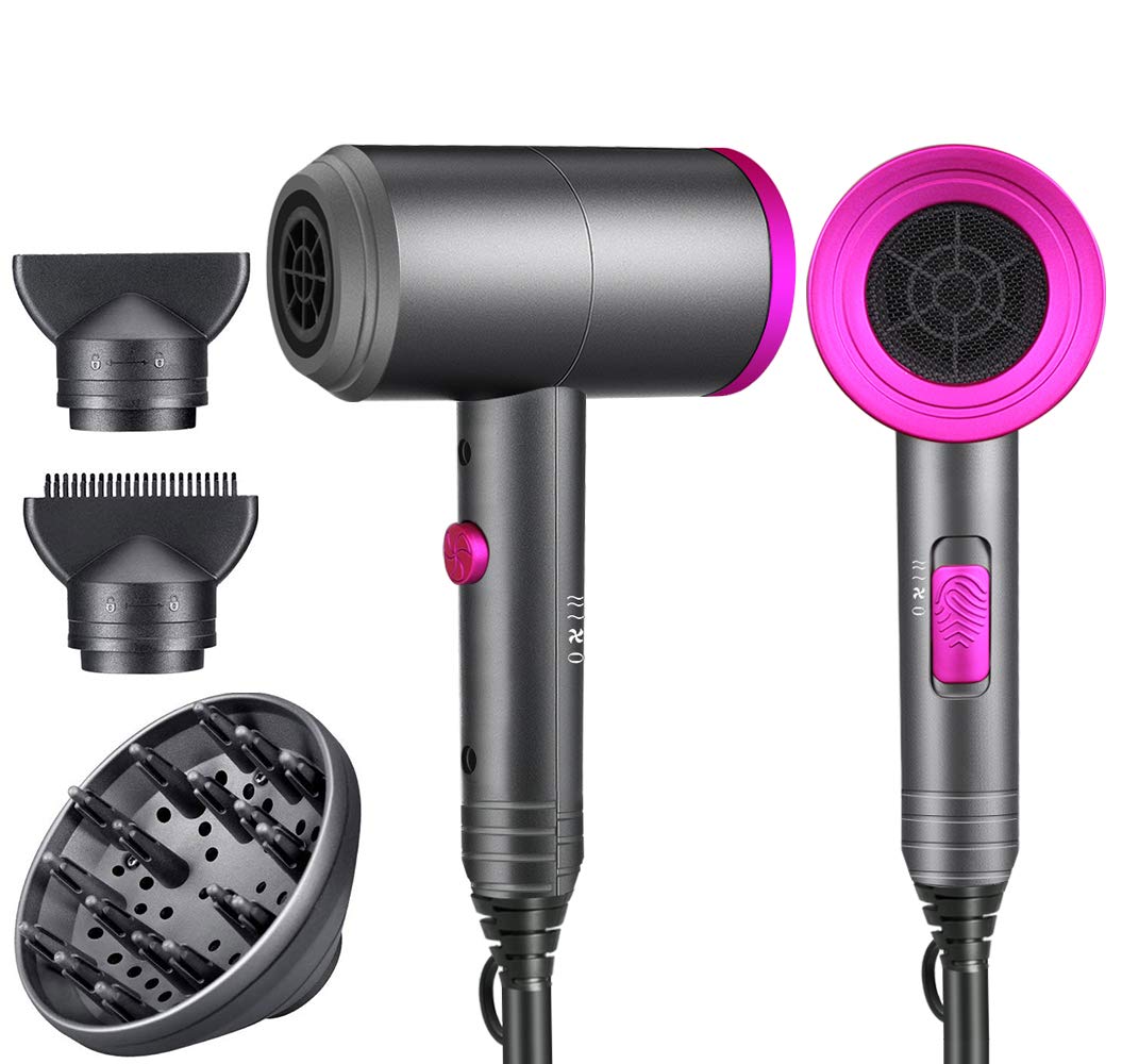 Secador de Cabelo Iônico Profissional Spriak, Ar Quente/Frio, Motor CA Potente de 1800 W, Secagem Rápida, 2 Velocidades/3 Aquecimento, com 2 Bocais e 1 Difusor