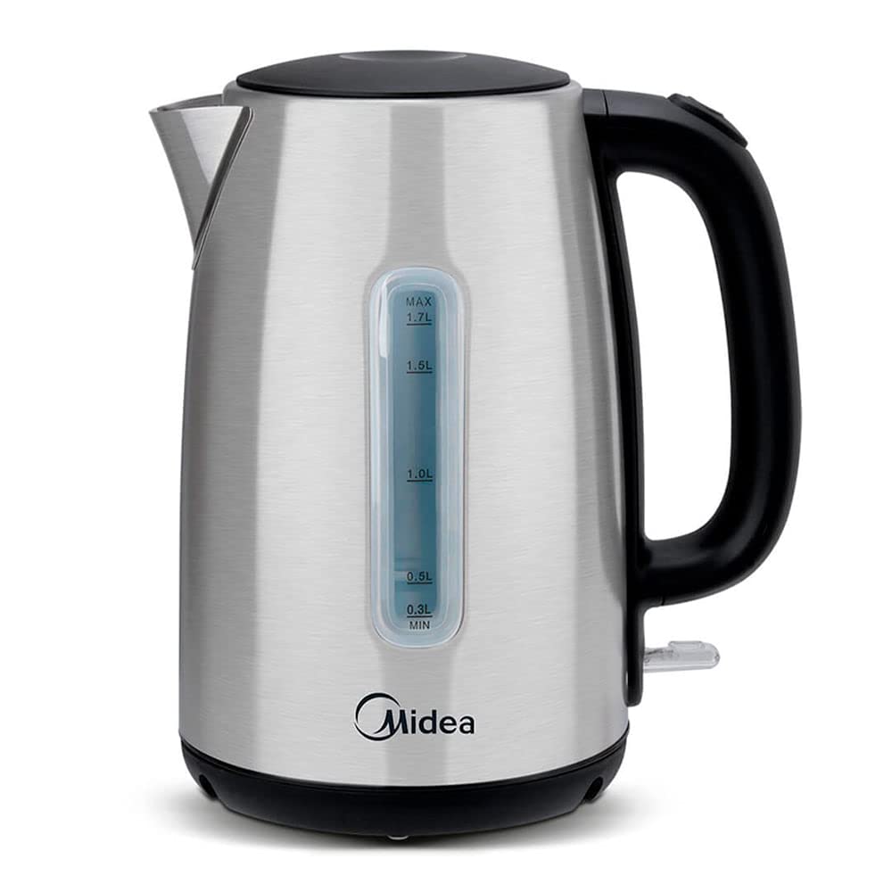 Chaleira Elétrica Inox Midea 1,7L com Visor de Nível Base 360° e Desligamento Automático 1850W 110V