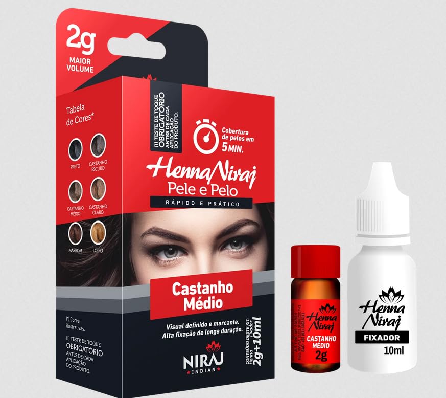 Niraj Henna para Sobrancelha Castanho Médio 2g