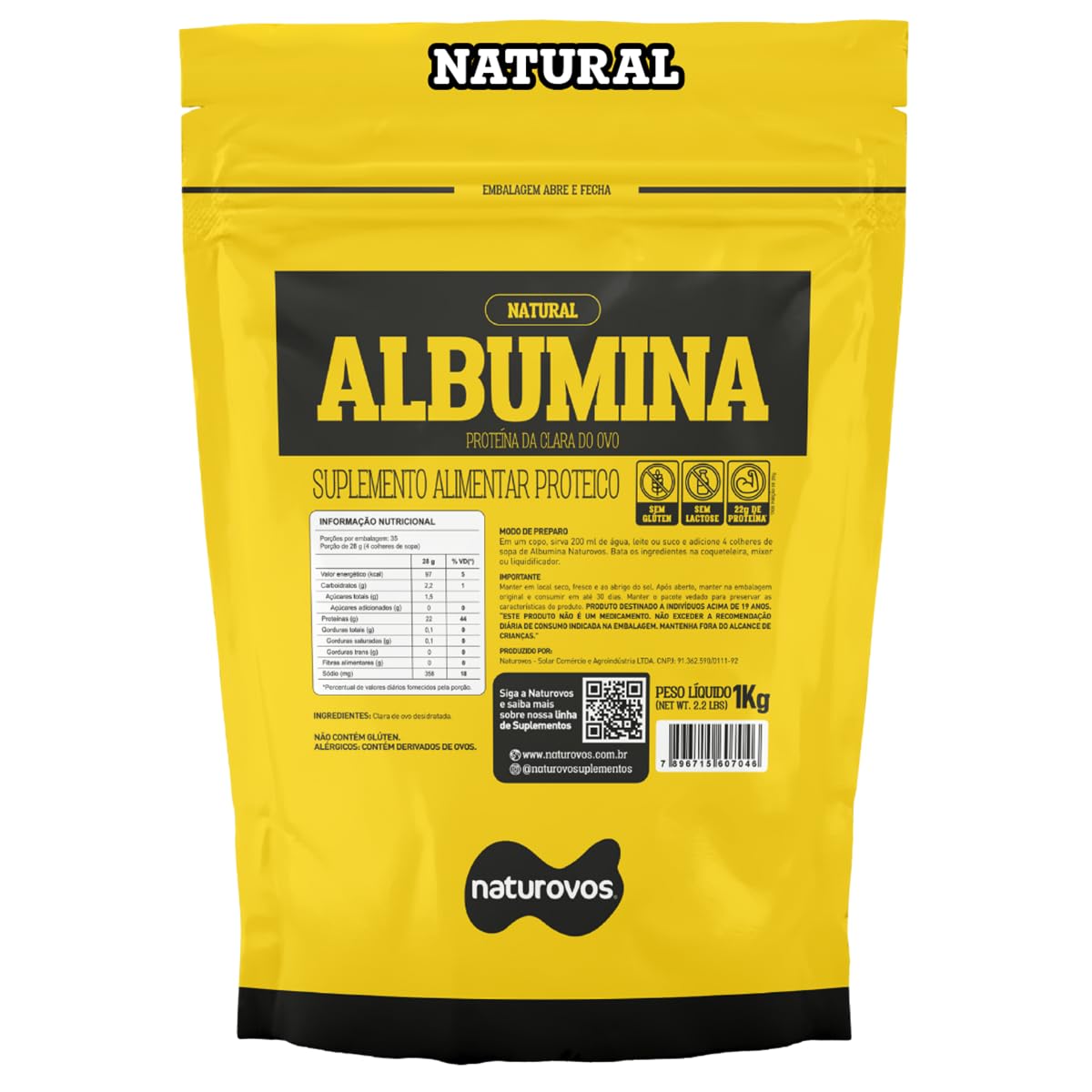 Albumina Naturovos Natural 1kg
