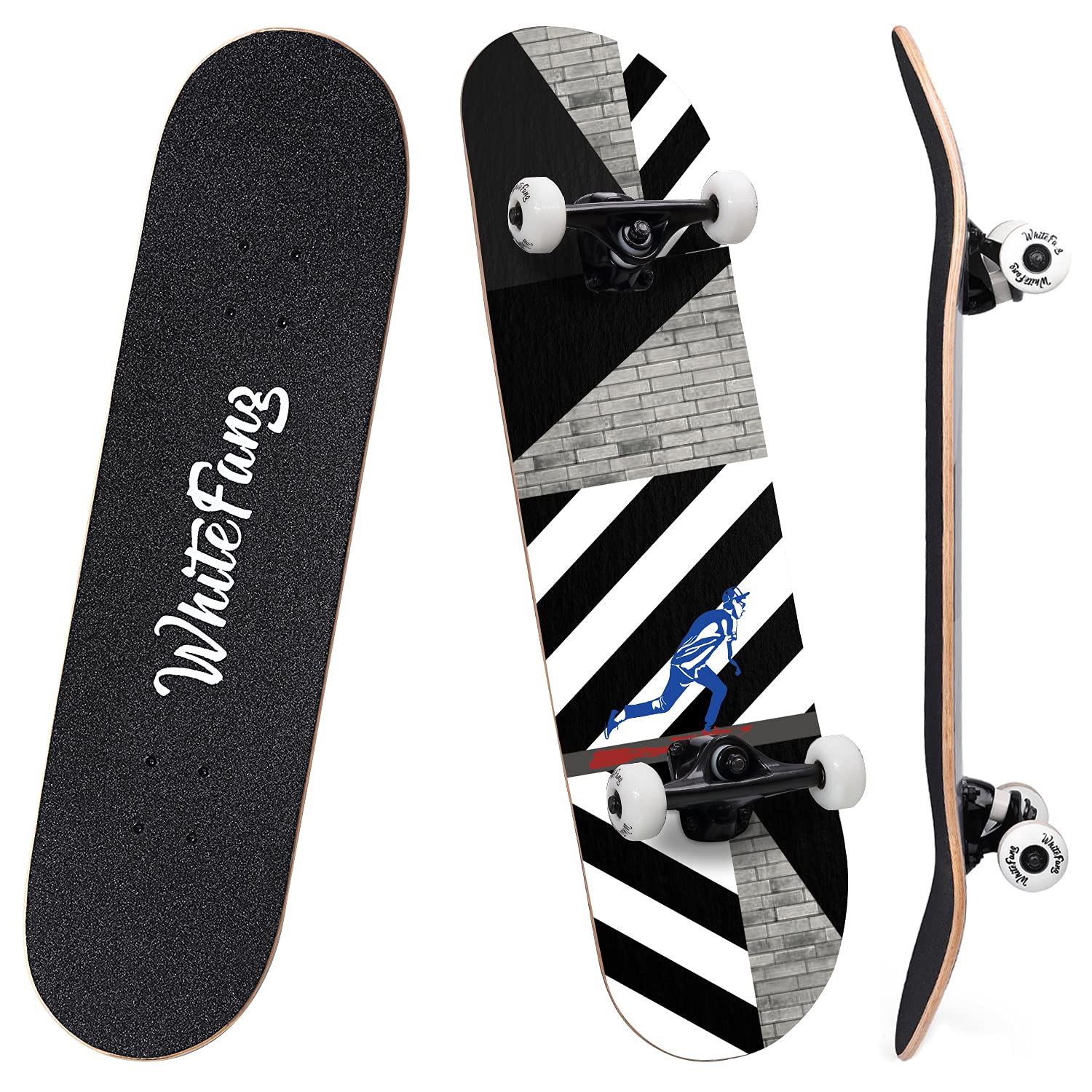 Skate Completo WhiteFang com Shape de 7 Camadas