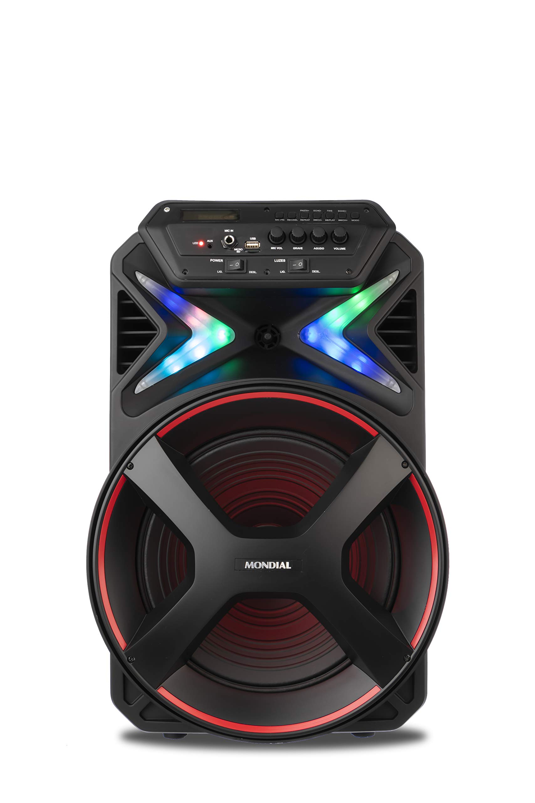 Mondial Caixa Amplificada Connect Lights, Preto/Vermelho, 400W RMS, Bivolt - CM-400