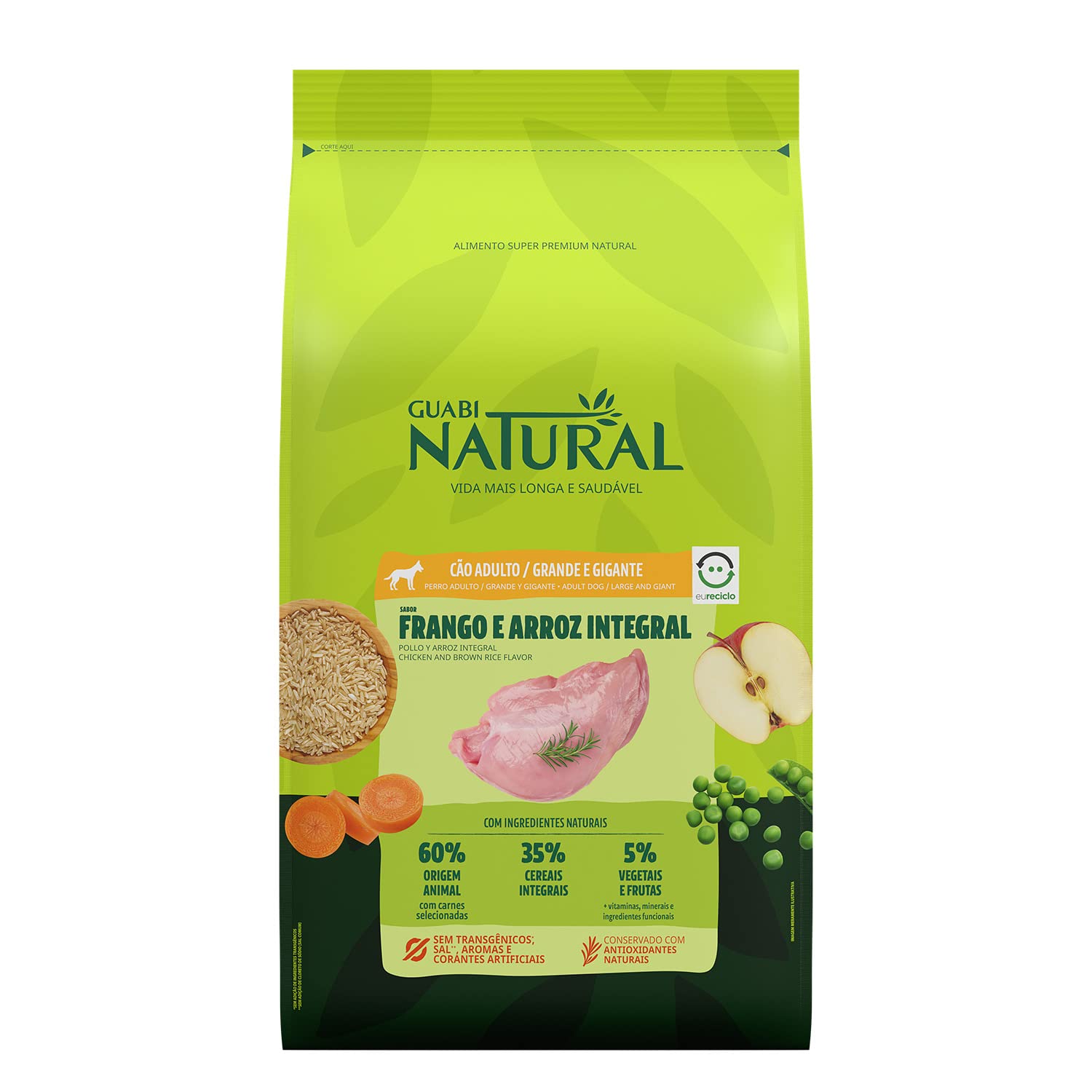 Ração Guabi Natural Cães Adultos Raças Grandes e Gigantes Frango e Arroz 12 Kg