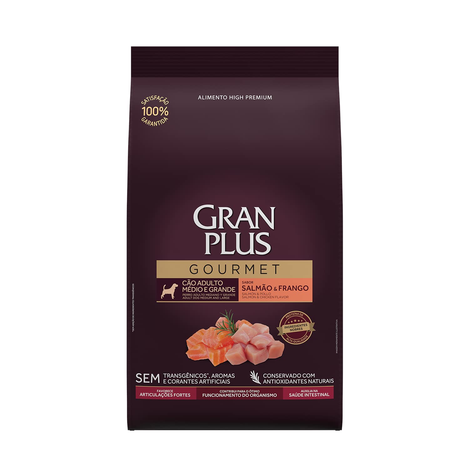 Granplus Ração Granplus Gourmet Para Cães Adultos De Porte Medio E Grande Sabor Salmao E Frango Affinity 10 1Kg