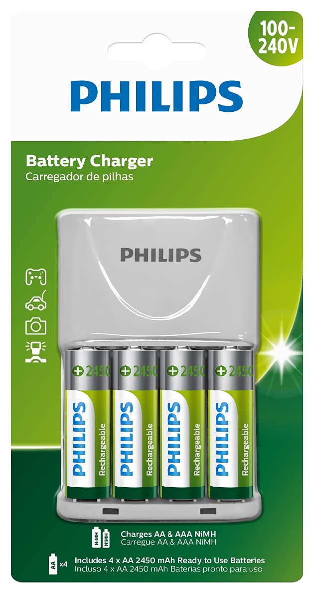 Philips Carregador de Pilhas AA/AAA Com 4 Pilhas AA 2450mAh