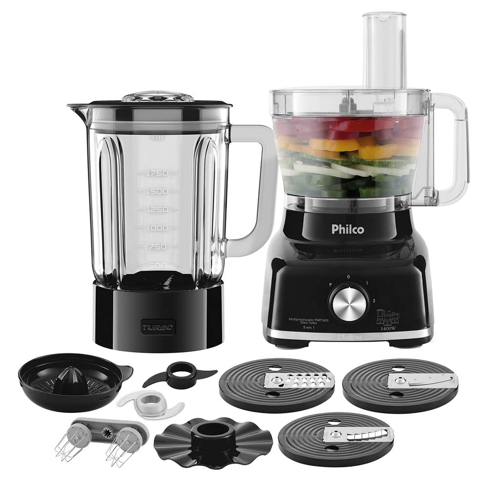 Multiprocessador PMP1600P Glass Turbo 9 em 1 Philco