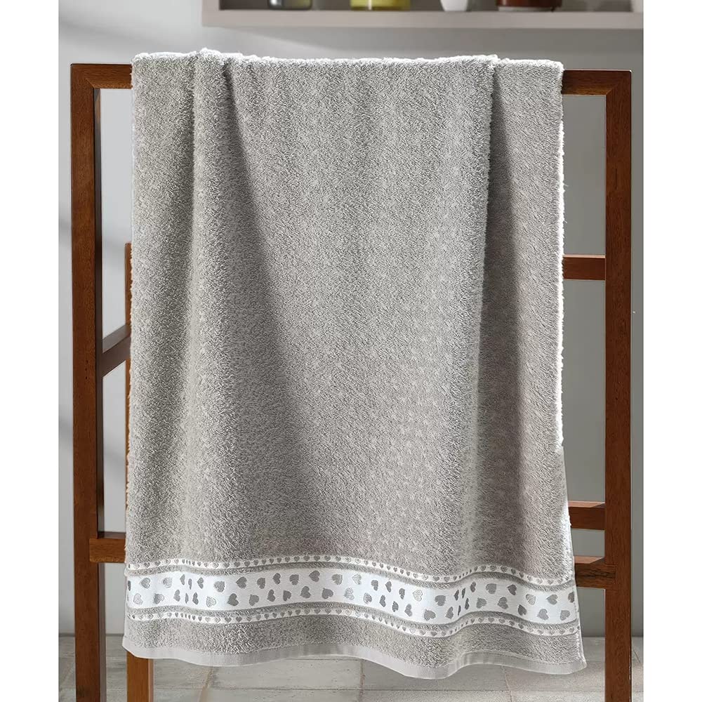 Toalha Jacquard Premium Corações Cinza 11585 - Döhler
