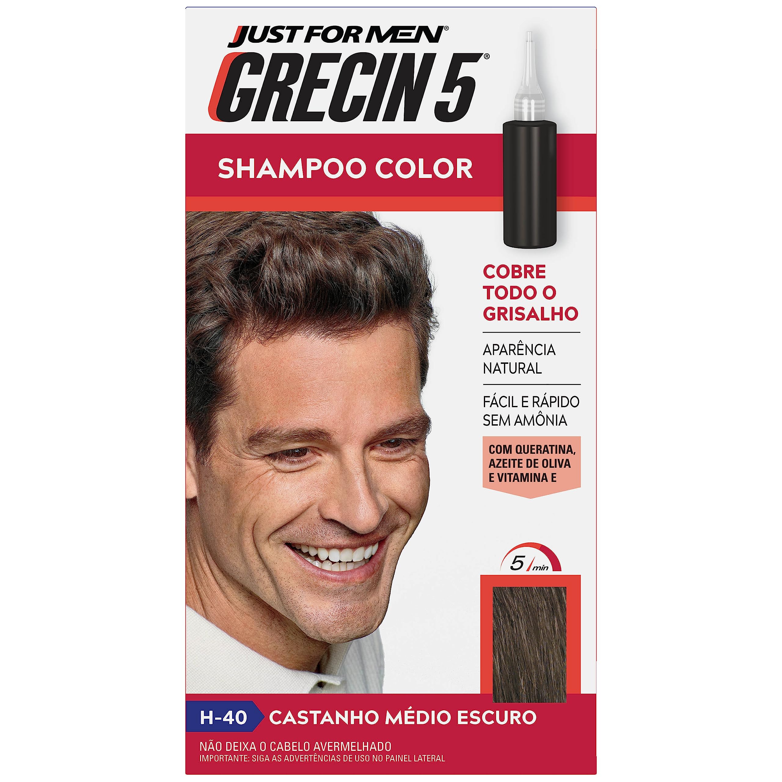 Shampoo Tonalizante Grecin 5 Castanho Medio Escuro