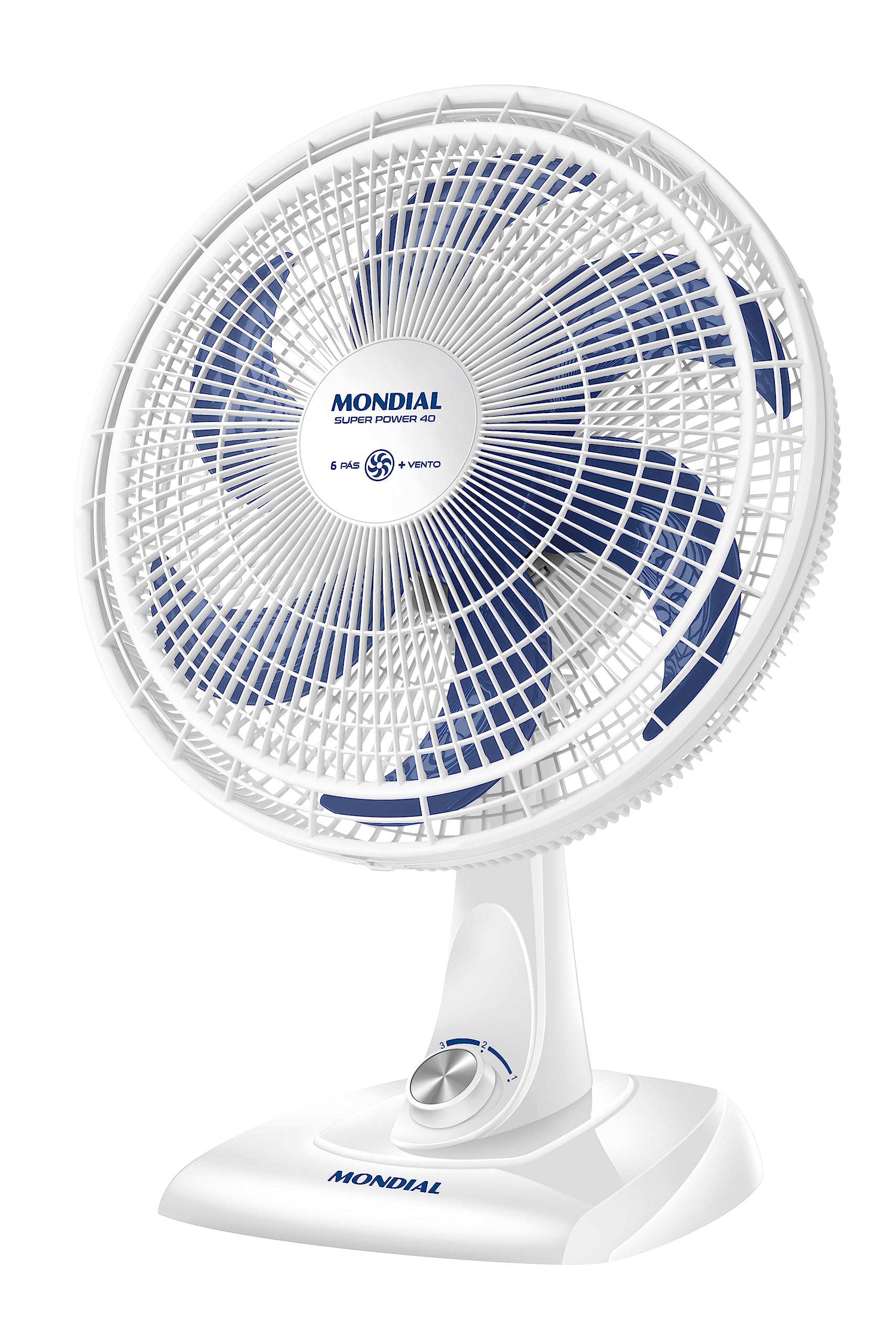 MONDIAL Ventilador de Mesa 40cm Super Power, Branco/Azul, 140W, 220V - VSP-40-W