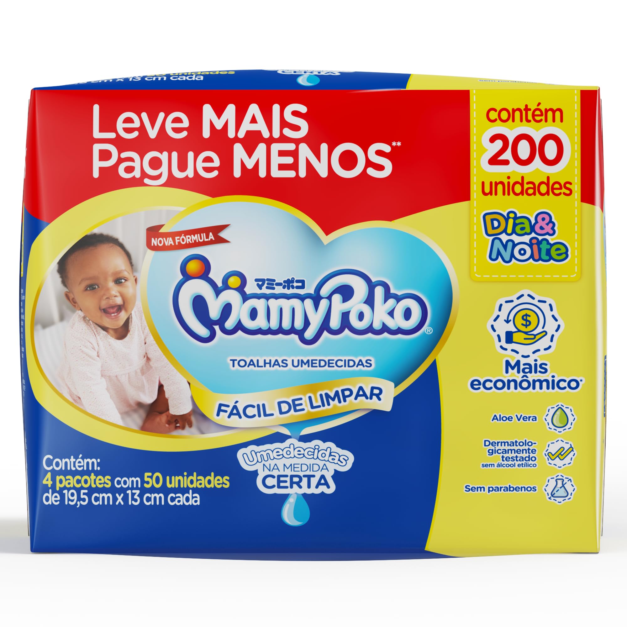 Toalhas Umedecidas MamyPoko Dia&Noite 200 Unidades