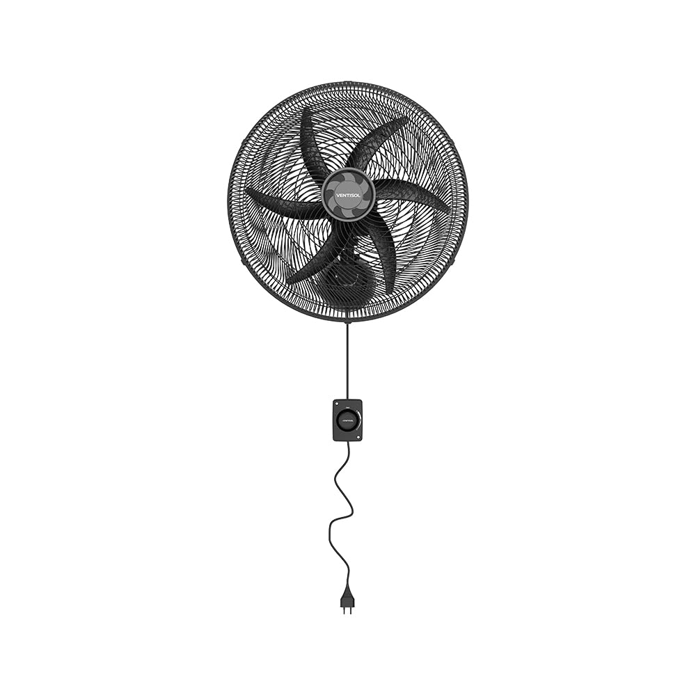 Ventisol Ventilador Oscilante de Parede Monta Fácil 50cm 6 Pás Preto