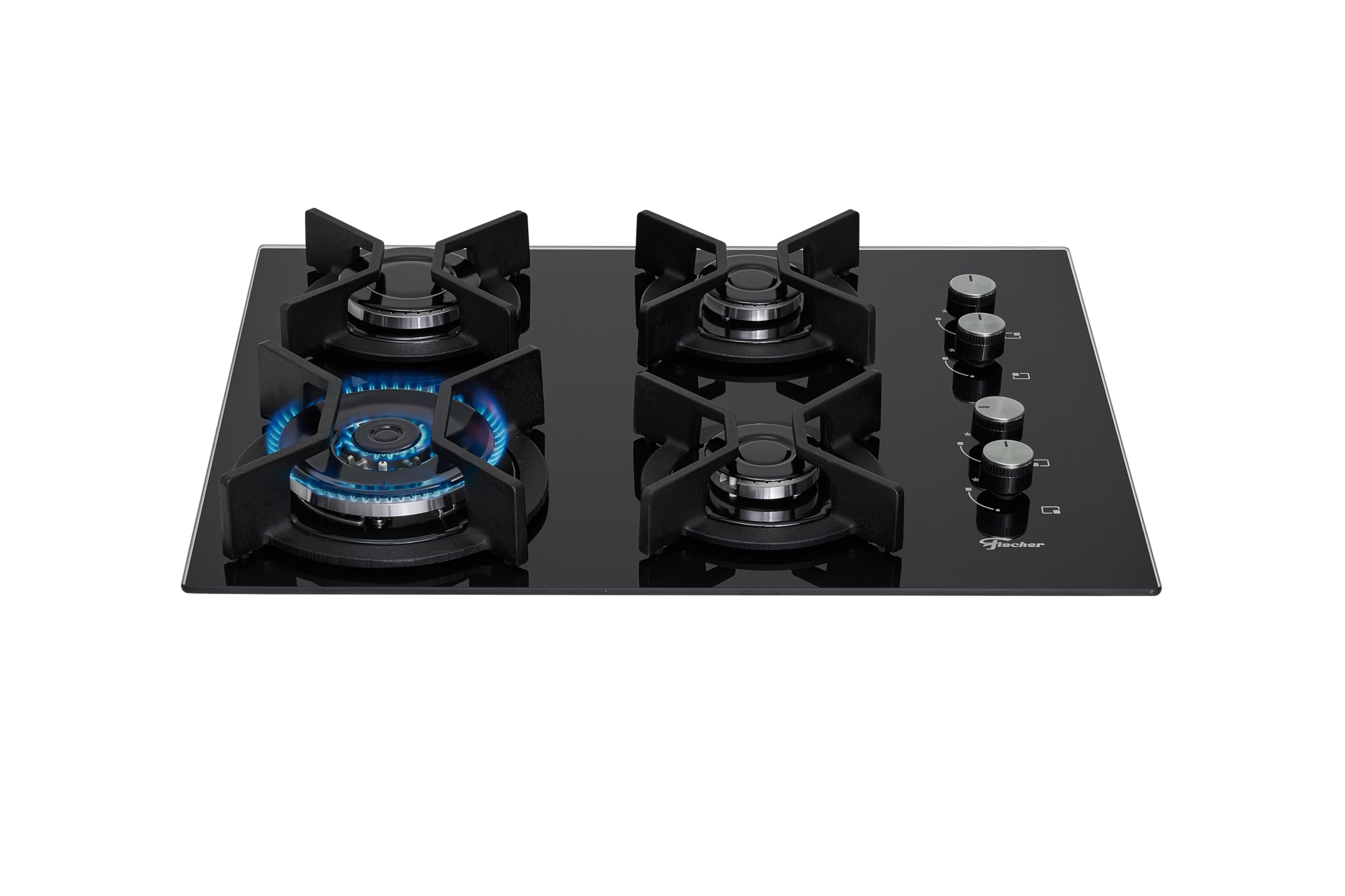 Fischer Cooktop a Gás 4 Bocas Tripla Chama Infinity Mesa Vidro Preto Bivolt 26297-57076